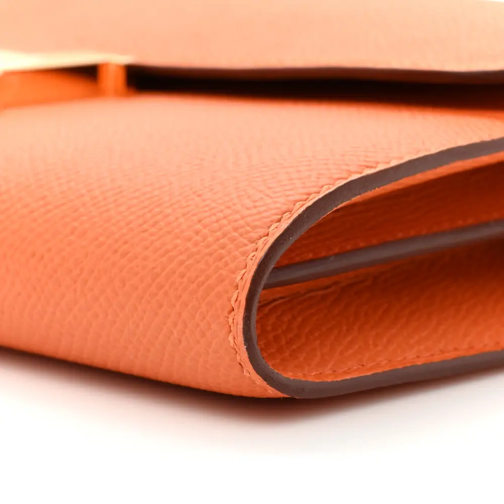 Lushentic Reviews Constance Long Wallet: Orange Epsom, Gold Hardware - Image 4