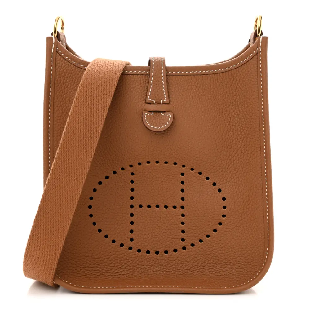 Lushentic Hermès Evelyne TPM Brown Taurillon Clemence Leather Gold Hardware Front