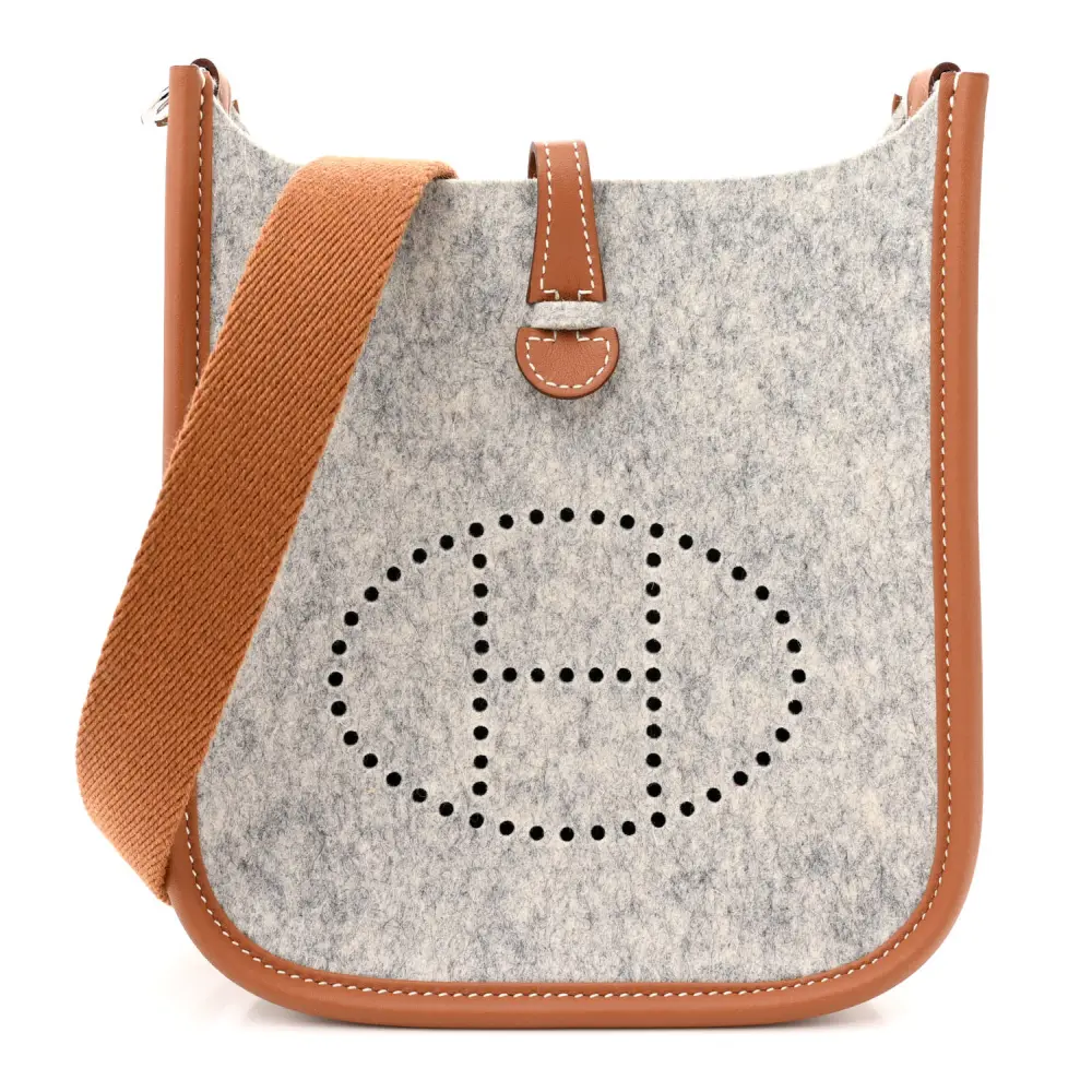 Lushentic Hermès Evelyne TPM Gris Clair Feutre Swift Leather Palladium Hardware Front