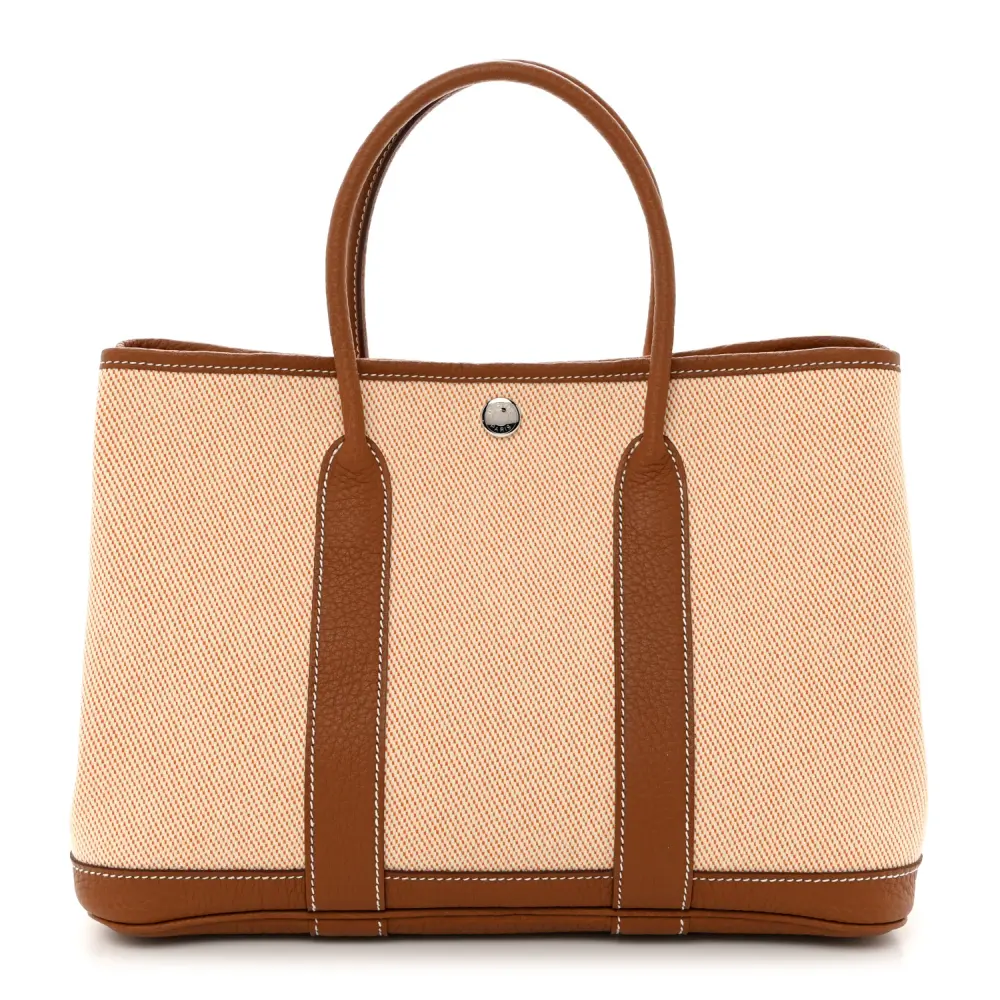 Lushentic Hermès Garden Party 30 TPM Brown Toile Negonda Leather Front