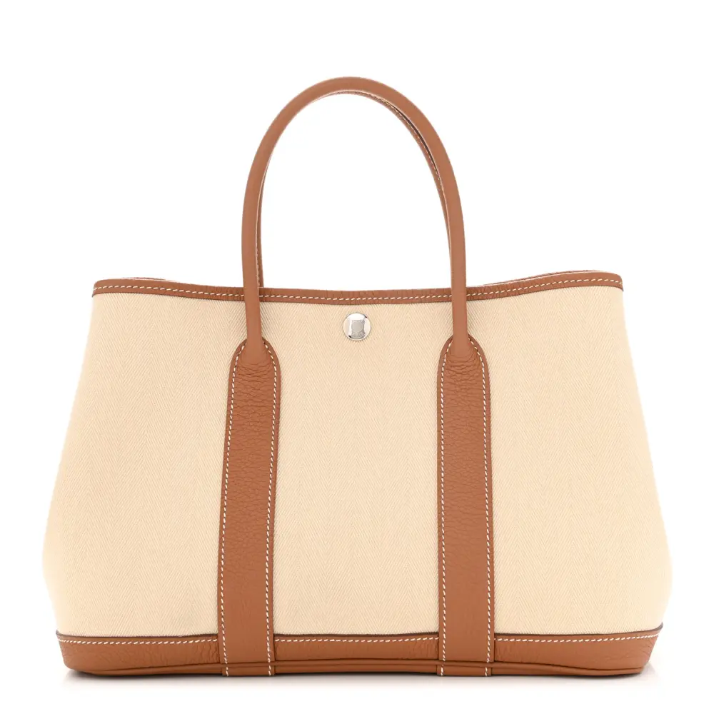 Lushentic Hermès Garden Party 30 TPM Tote Brown Toile Negonda Leather Front