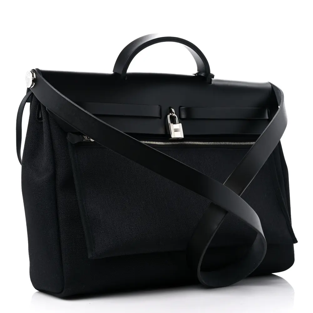 Buy Lushentic Herbag Messenger 39 Black Military Toile Vache - Image 4