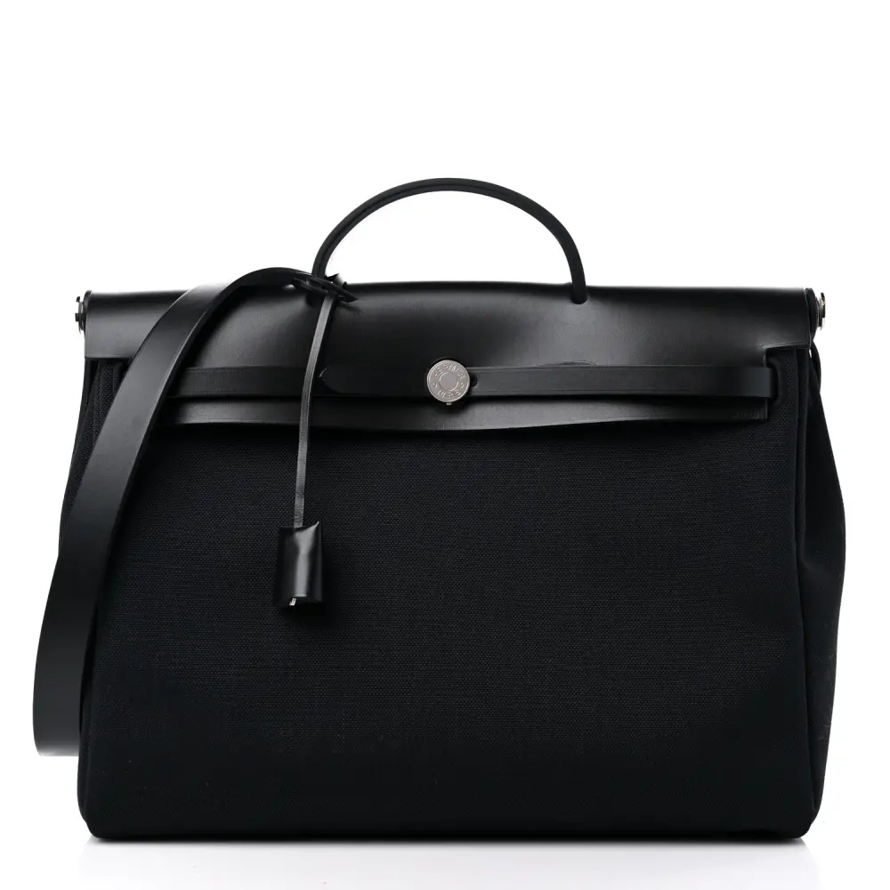 Buy Lushentic Herbag Messenger 39 Black Military Toile Vache - Image 2