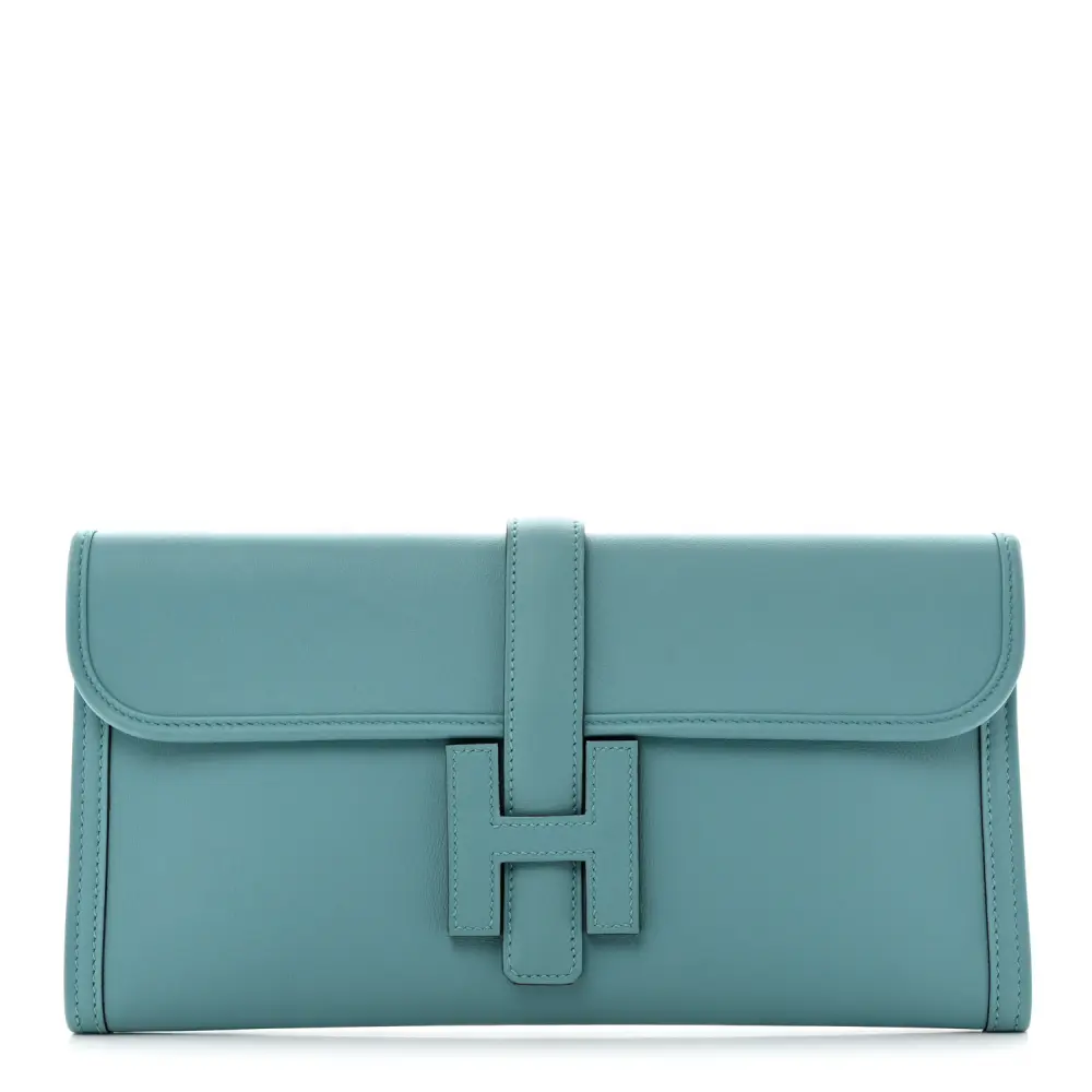 Lushentic Hermès Jige Elan 29 Clutch Bleu Atoll Swift Leather Front