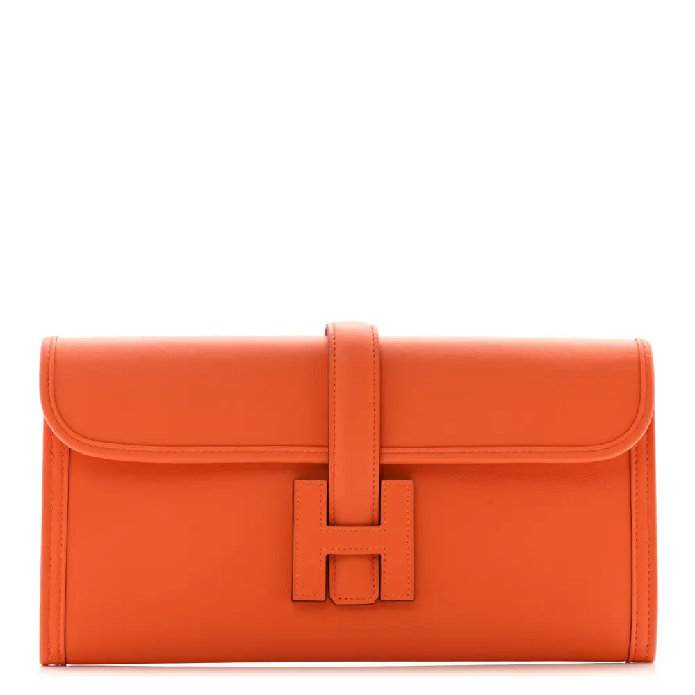 Lushentic Hermès Jige Elan 29 Clutch Orange Swift Leather Front