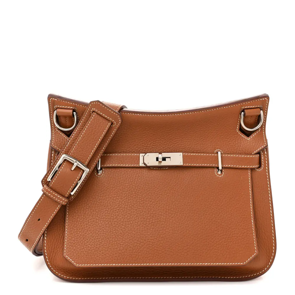 Lushentic Hermès Jypsiere 28 Brown Taurillon Clemence Leather Palladium Silver Hardware Front