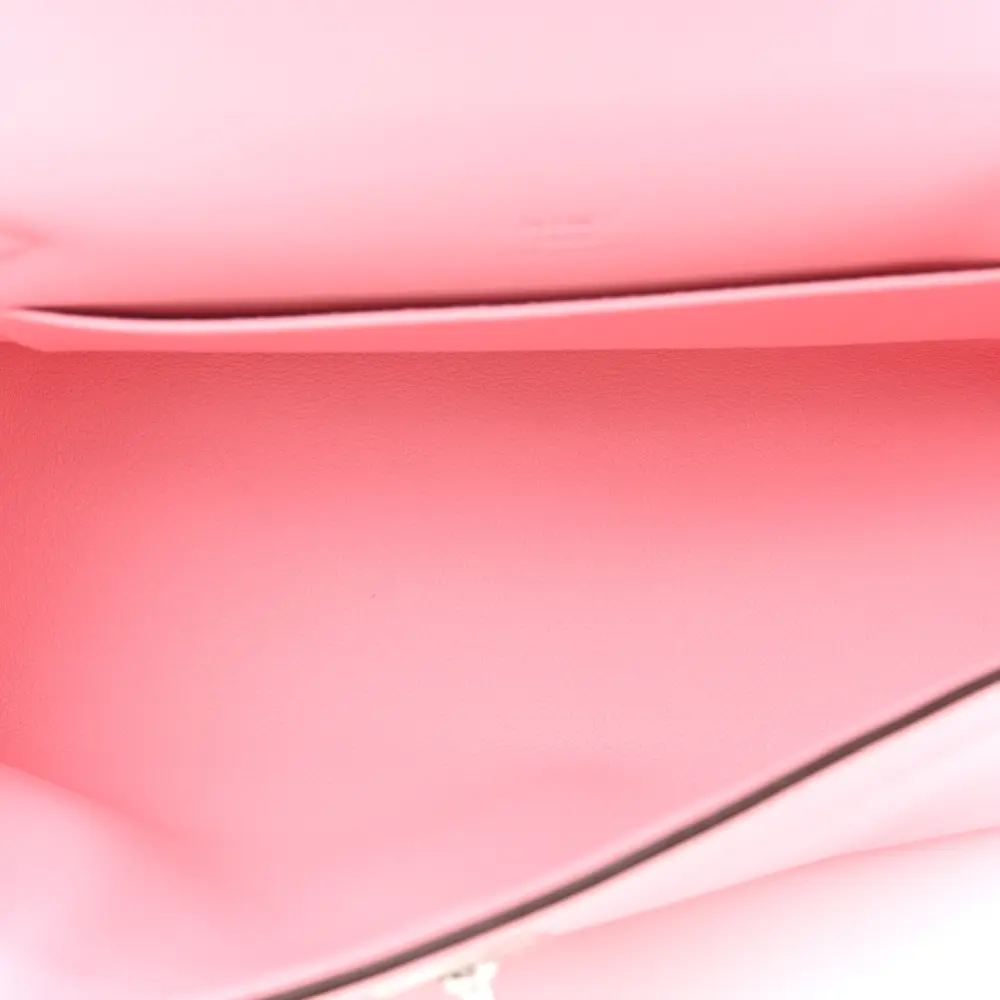 Lushentic Replica Handbags: Kelly Pochette Clutch Rose Sakura Swift Leather SHW - Image 7