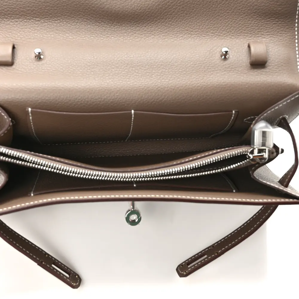Lushentic Grade Replica Kelly Wallet to Go Etoupe Evercolor Leather Palladium Hardware - Image 7