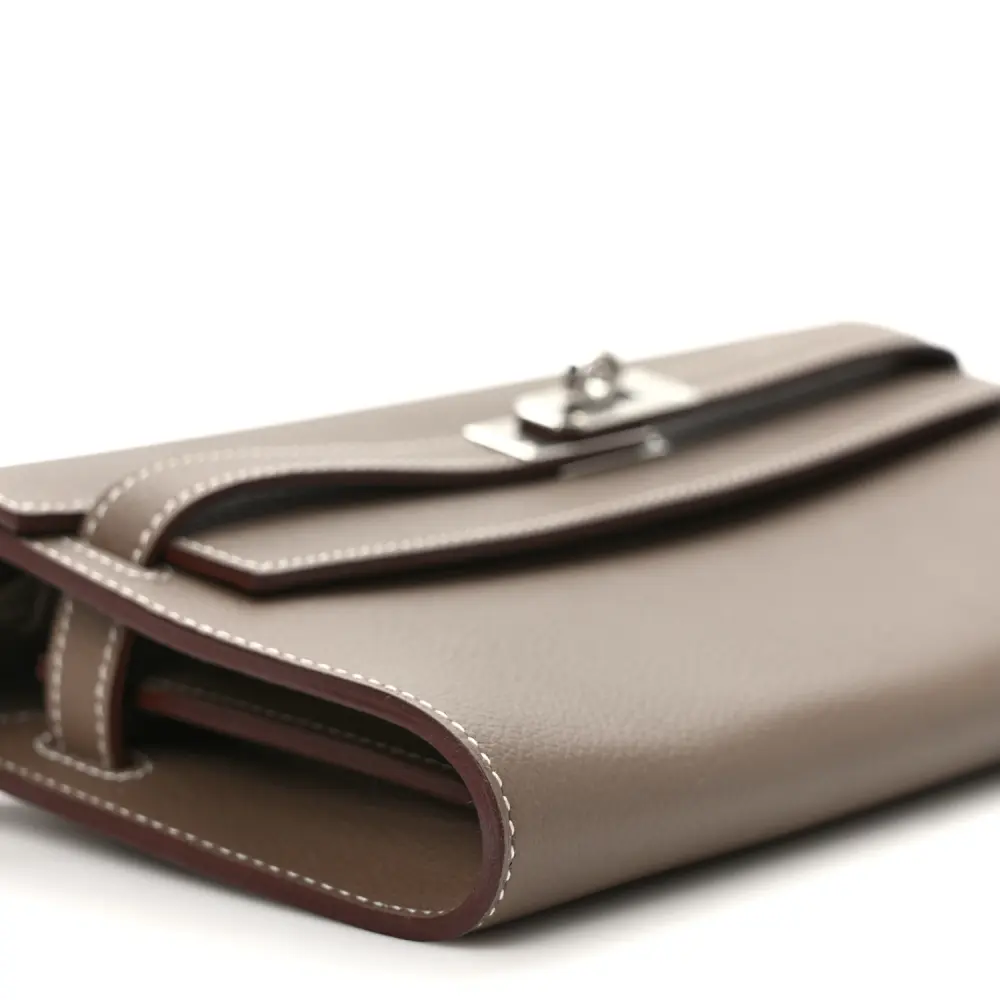 Lushentic Grade Replica Kelly Wallet to Go Etoupe Evercolor Leather Palladium Hardware - Image 4