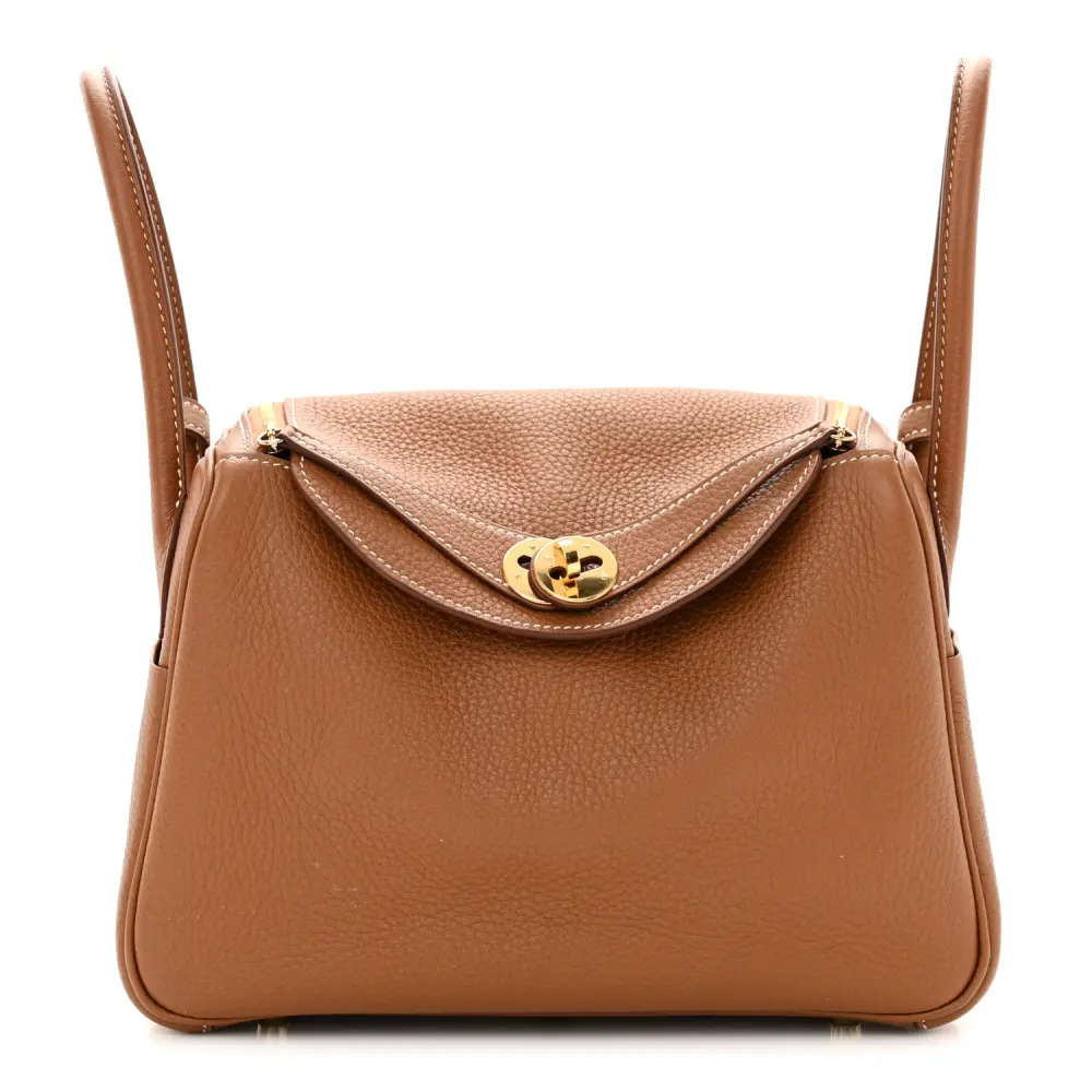 Lushentic Hermès Lindy 26 Brown Taurillon Clemence Leather Gold Hardware Front