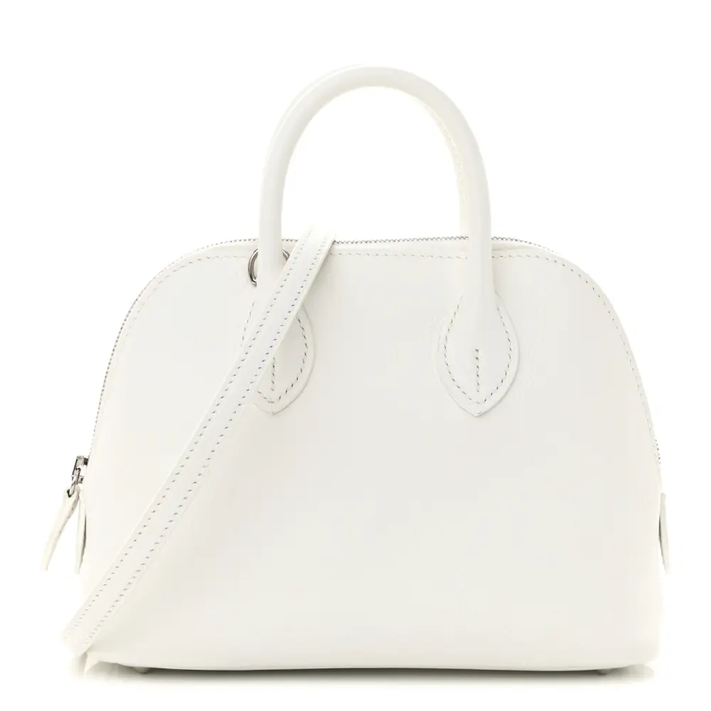 Lushentic Hermès Mini 1923 Bolide White Evercolor Leather Silver Hardware Front