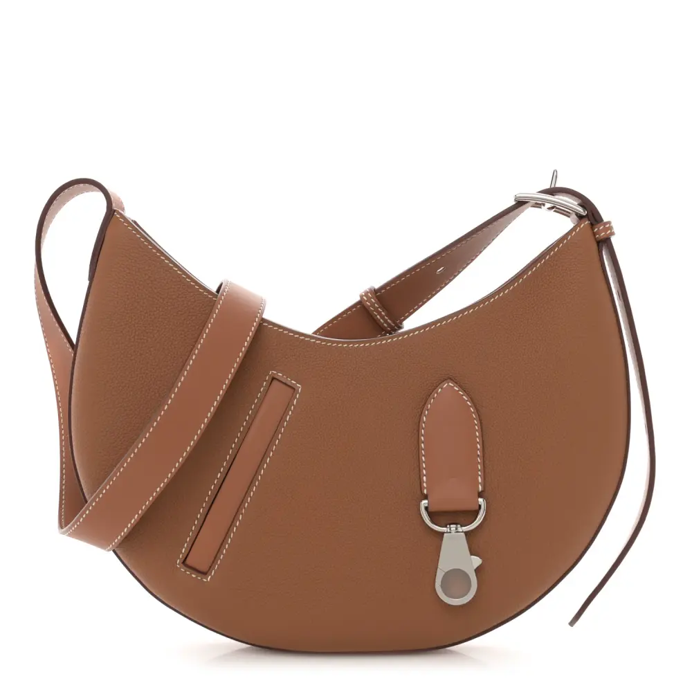 Lushentic Hermès P_tit Arcon Brown Togo Swift Leather Silver Hardware Front