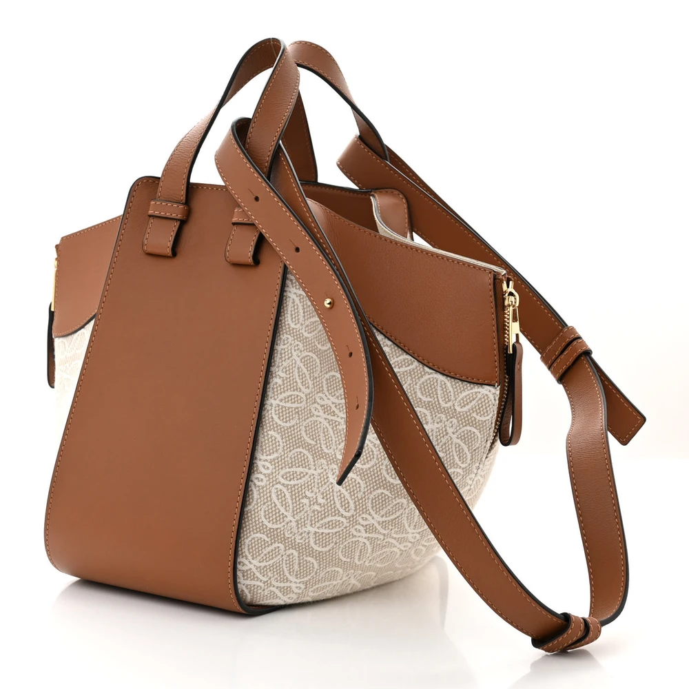 Lushentic Handbags Anagram Hammock Shoulder Bag in Ecru-Tan Leather - Image 3