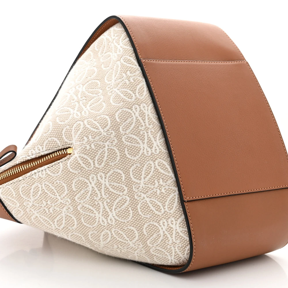 Lushentic Handbags Anagram Hammock Shoulder Bag in Ecru-Tan Leather - Image 4