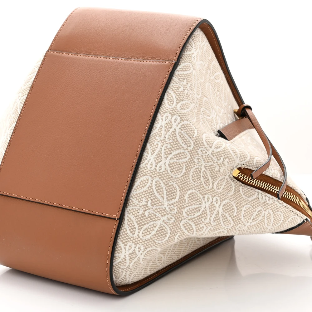 Lushentic Handbags Anagram Hammock Shoulder Bag in Ecru-Tan Leather - Image 5