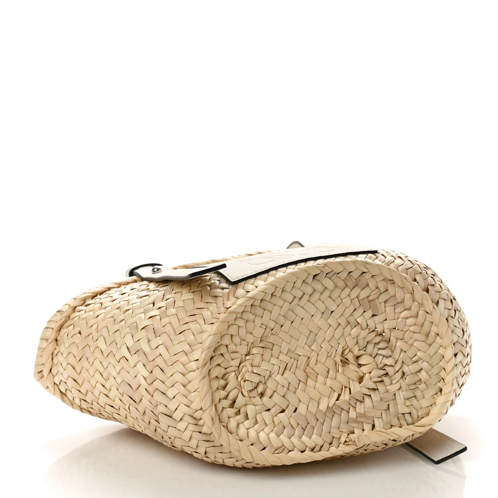 Lushentic Class Basket Tote Bag - Small Natural White Raffia Leather - Image 6