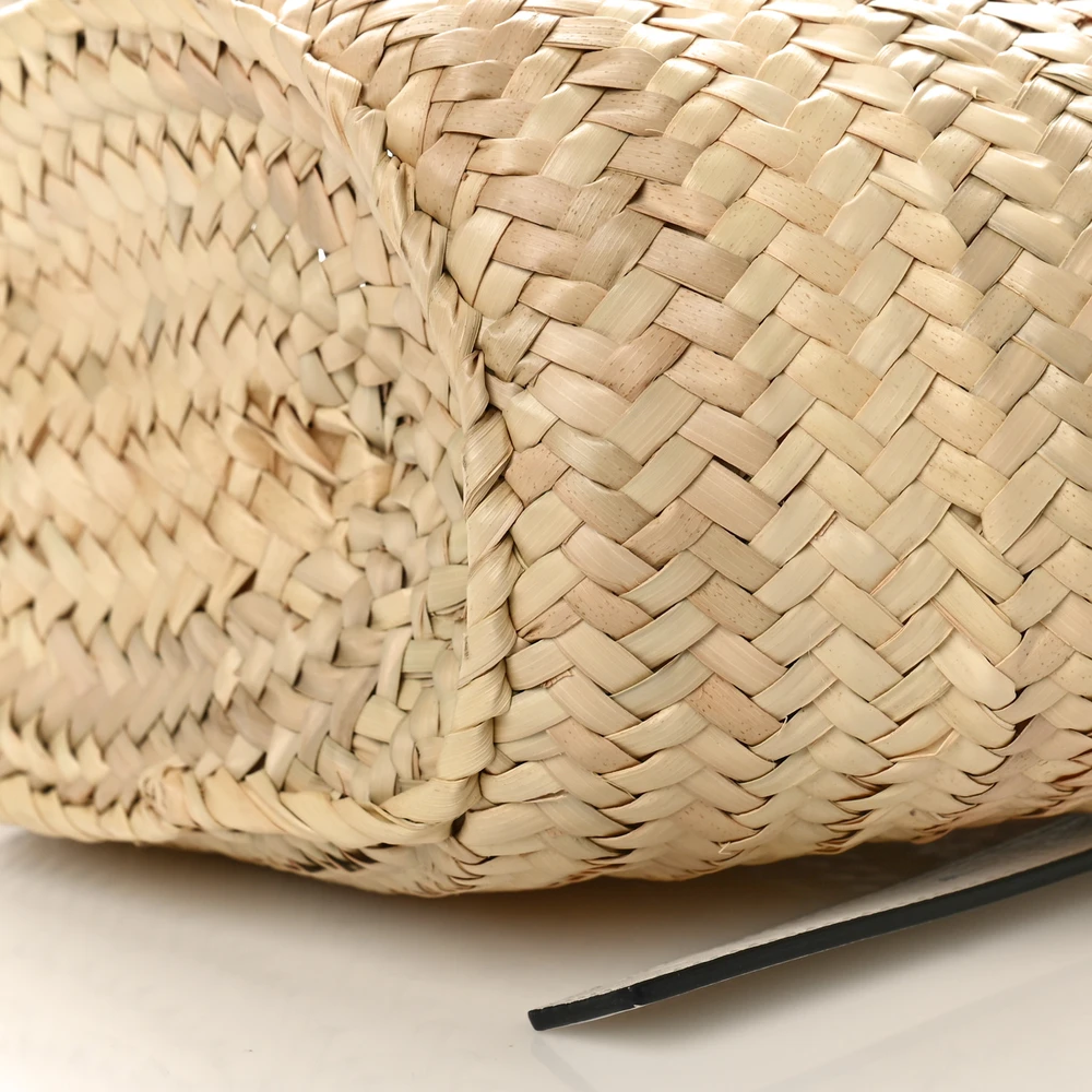 Lushentic Class Basket Tote Bag - Small Natural White Raffia Leather - Image 5