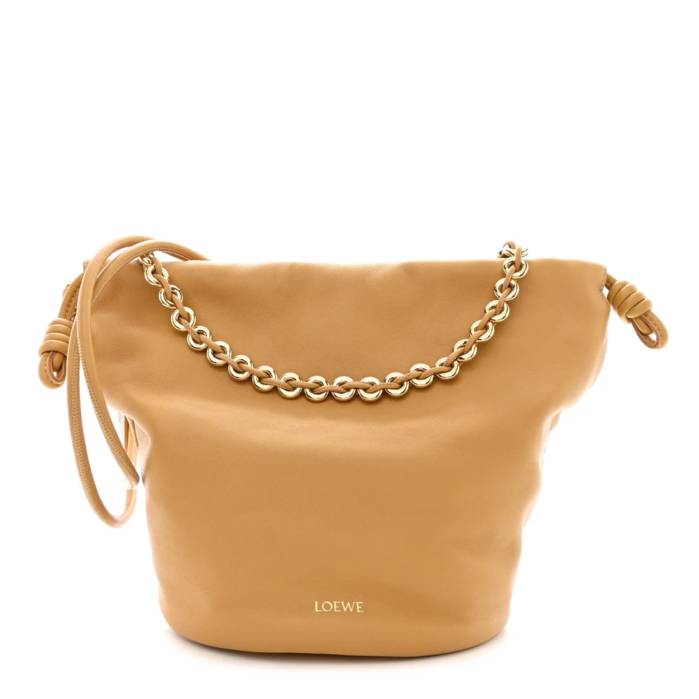 Lushentic Loewe Flamenco Bucket Bag Medium Sahara Mellow Nappa Lambskin Leather Gold Hardware Front