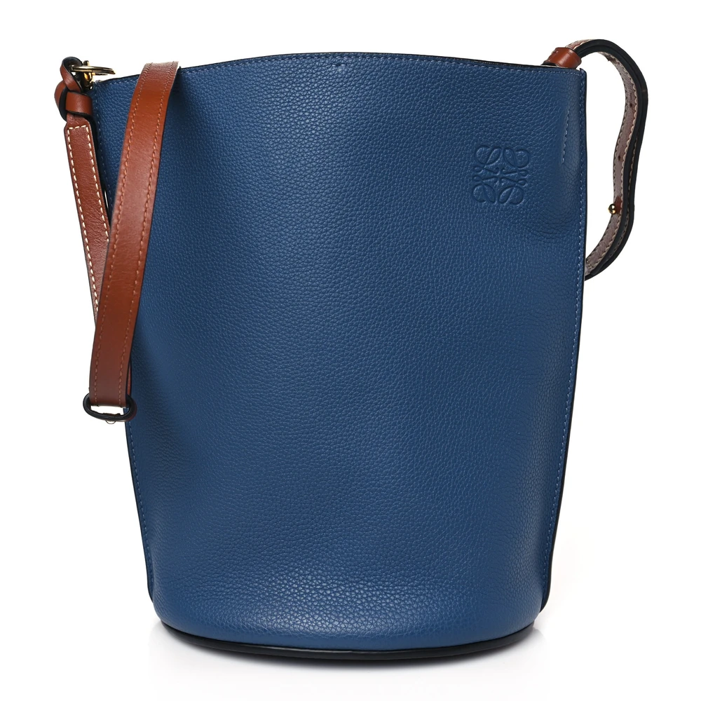 Lushentic Loewe Gate Bucket Bag Medium Steel Blue Calfskin Leather Front