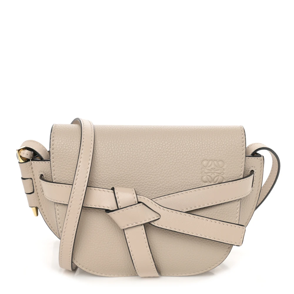 Lushentic Loewe Gate Crossbody Bag Mini Light Oat Grained Calfskin Leather Front