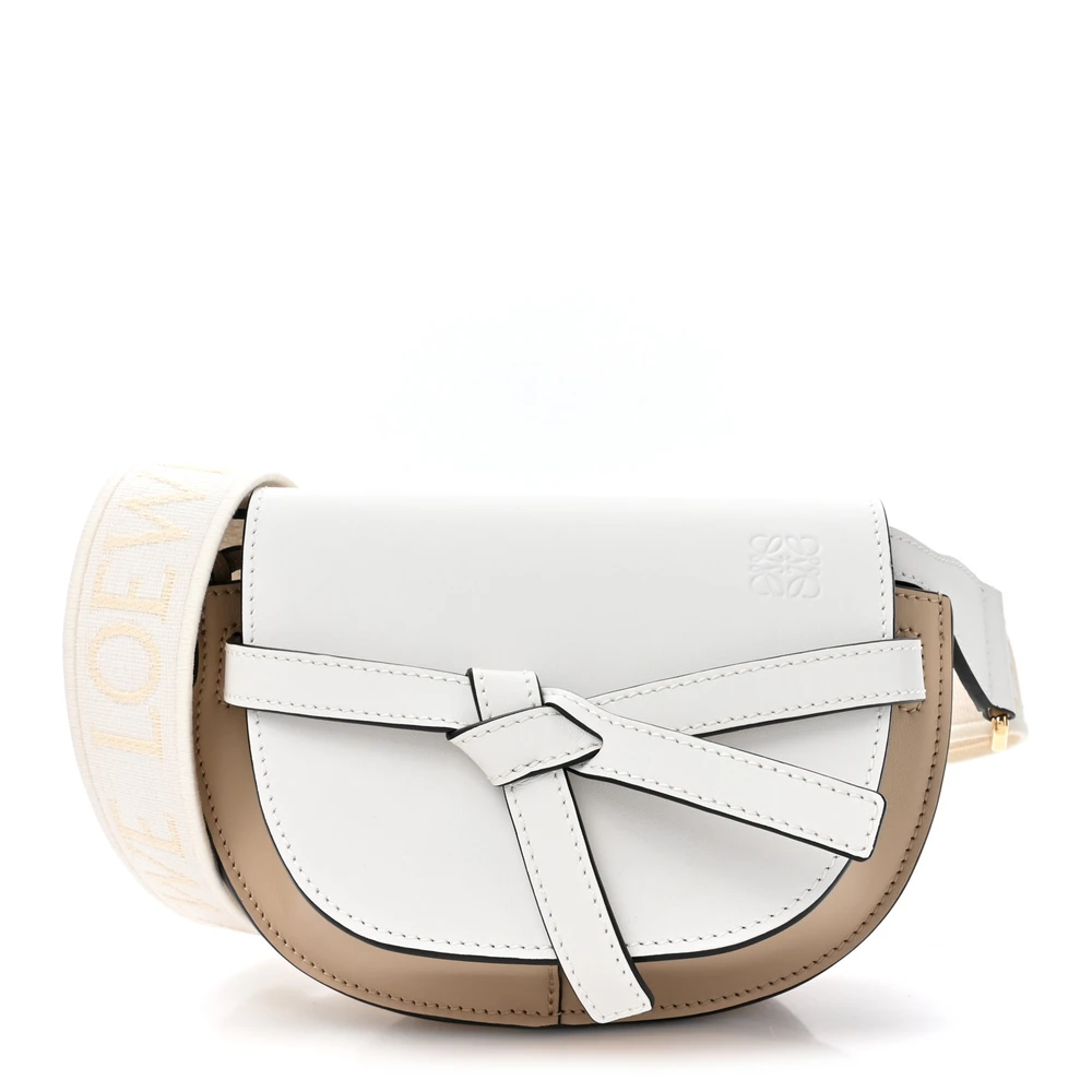 Lushentic Loewe Gate Dual Bag Mini Soft White Paper Craft Soft Calfskin Leather Front