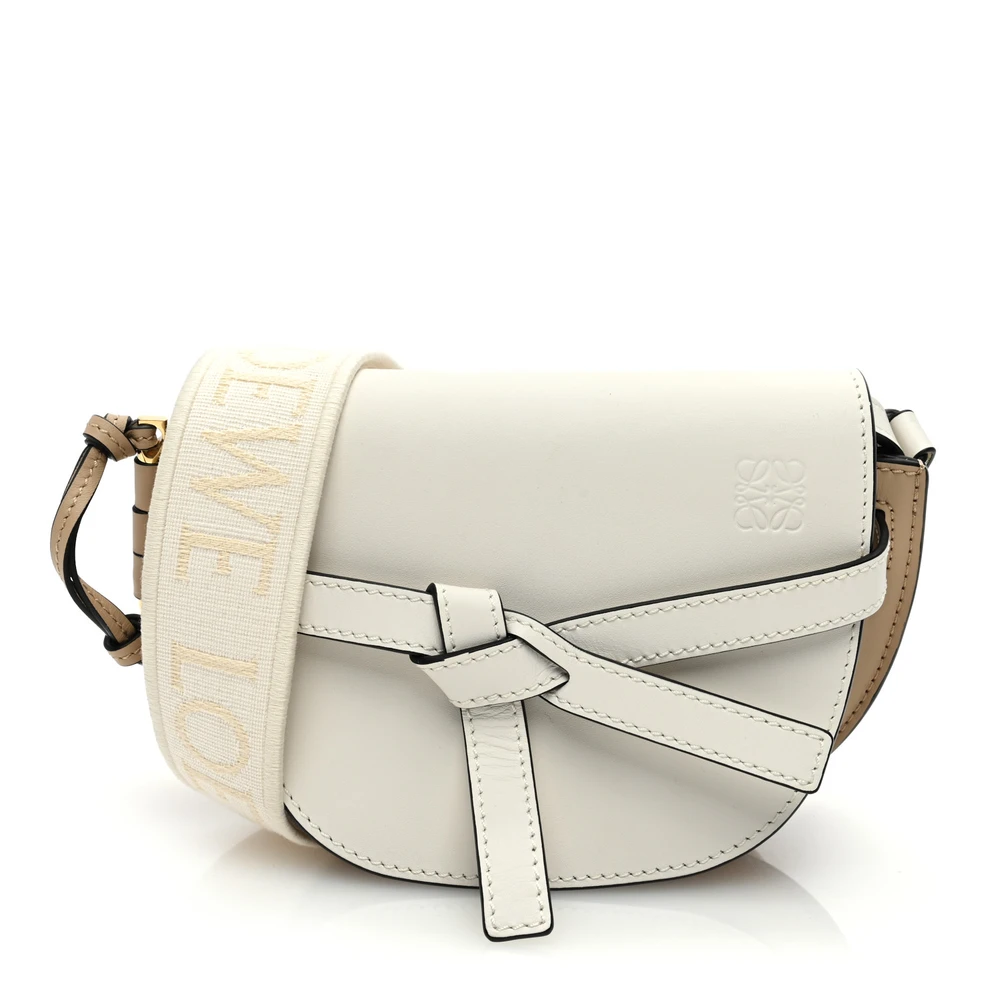 Lushentic Loewe Gate Dual Bag Mini Soft White Paper Jacquard Calfskin Leather Front
