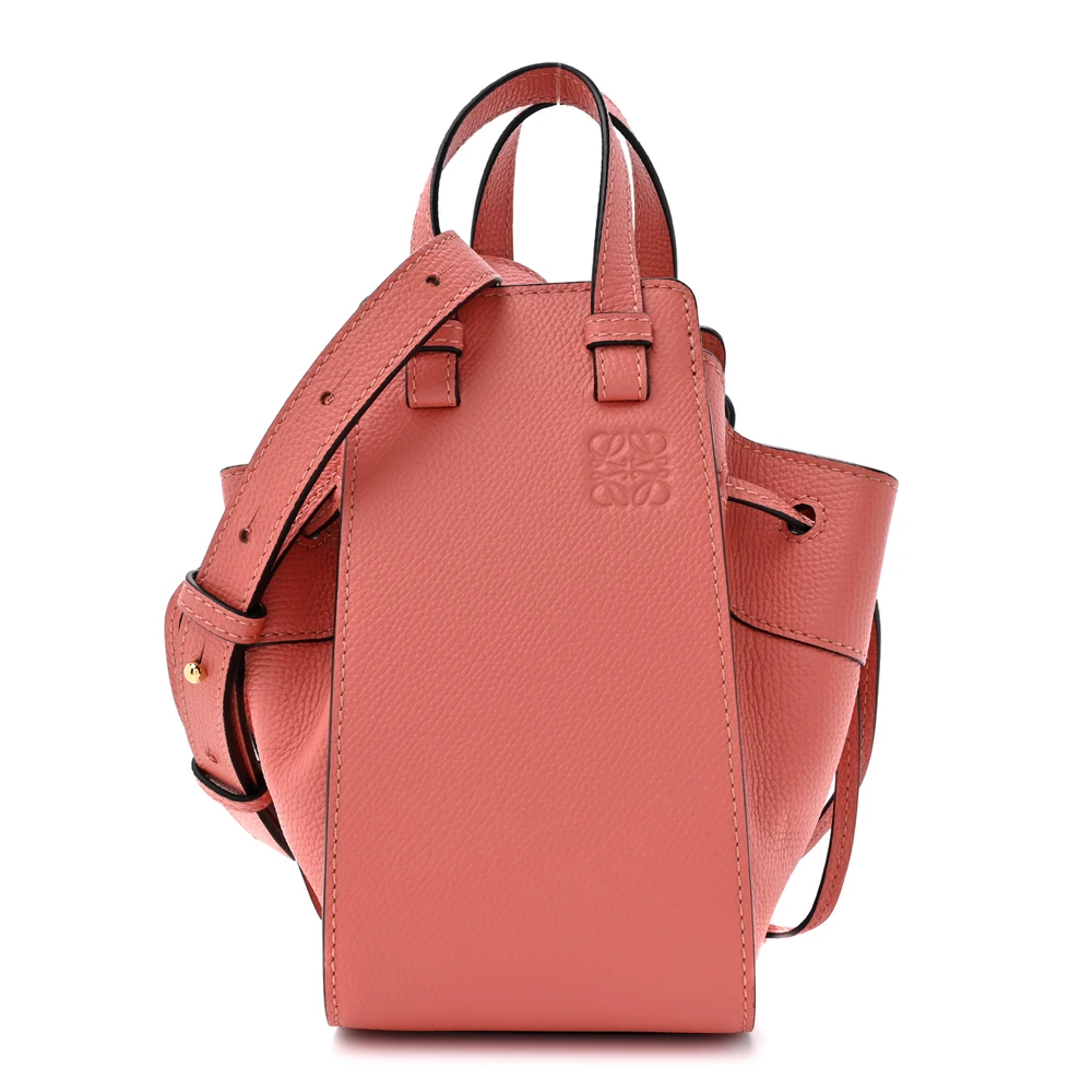 Lushentic Loewe Hammock Shoulder Bag Mini Pink Tulip Grained Calfskin Leather Front