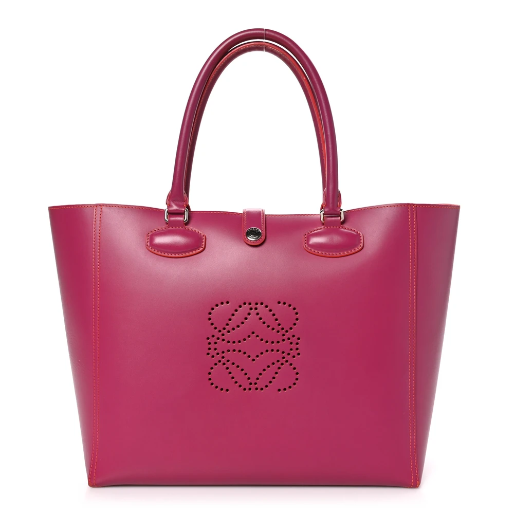 Lushentic Loewe Leo Bag Medium Fuchsia Perforated Smooth Calfskin Leather Front