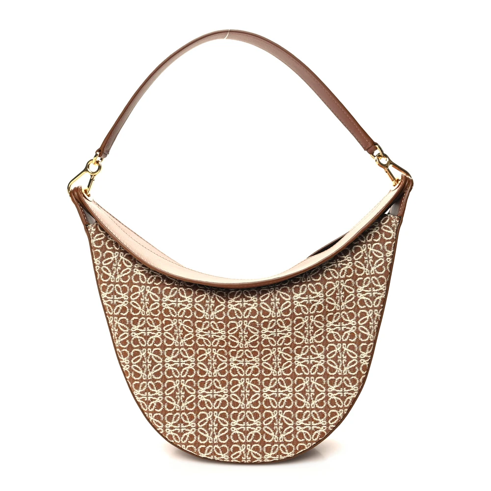Lushentic Loewe Luna Bag Medium Tan Pecan Jacquard Anagram Calfskin Leather Front