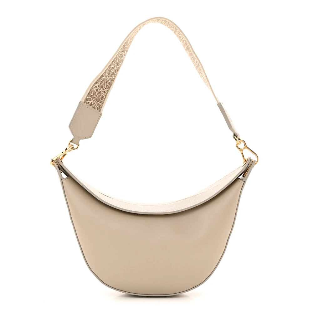 Lushentic Loewe Luna Bag Small Oat Satin Jacquard Calfskin Leather Gold Hardware Front