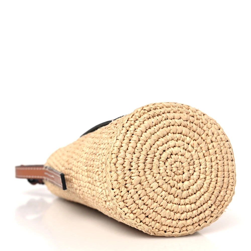 Lushentic Handbag: Paula's Ibiza Bucket Bag in Tan Leather Raffia - Image 6