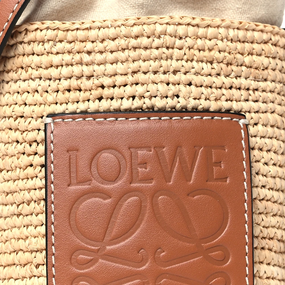 Lushentic Handbag: Paula's Ibiza Bucket Bag in Tan Leather Raffia - Image 2