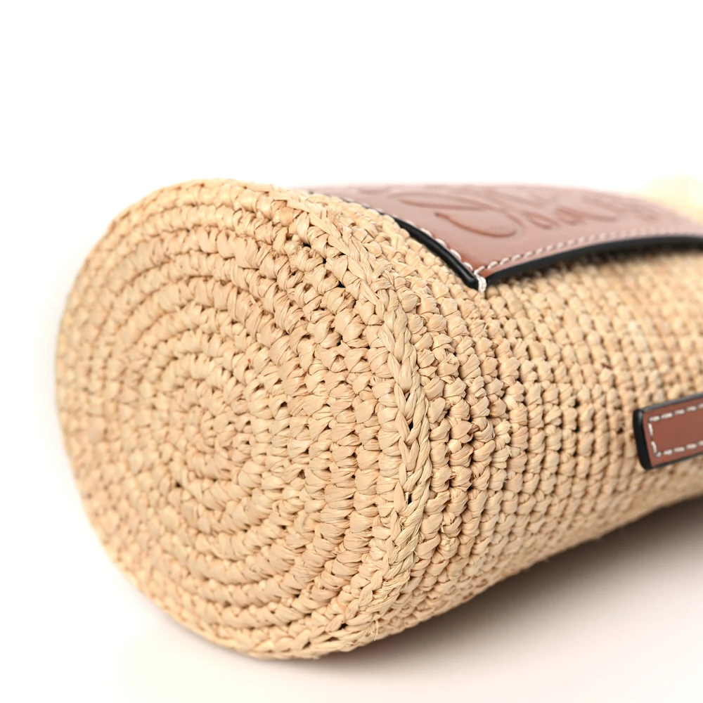 Lushentic Handbag: Paula's Ibiza Bucket Bag in Tan Leather Raffia - Image 5