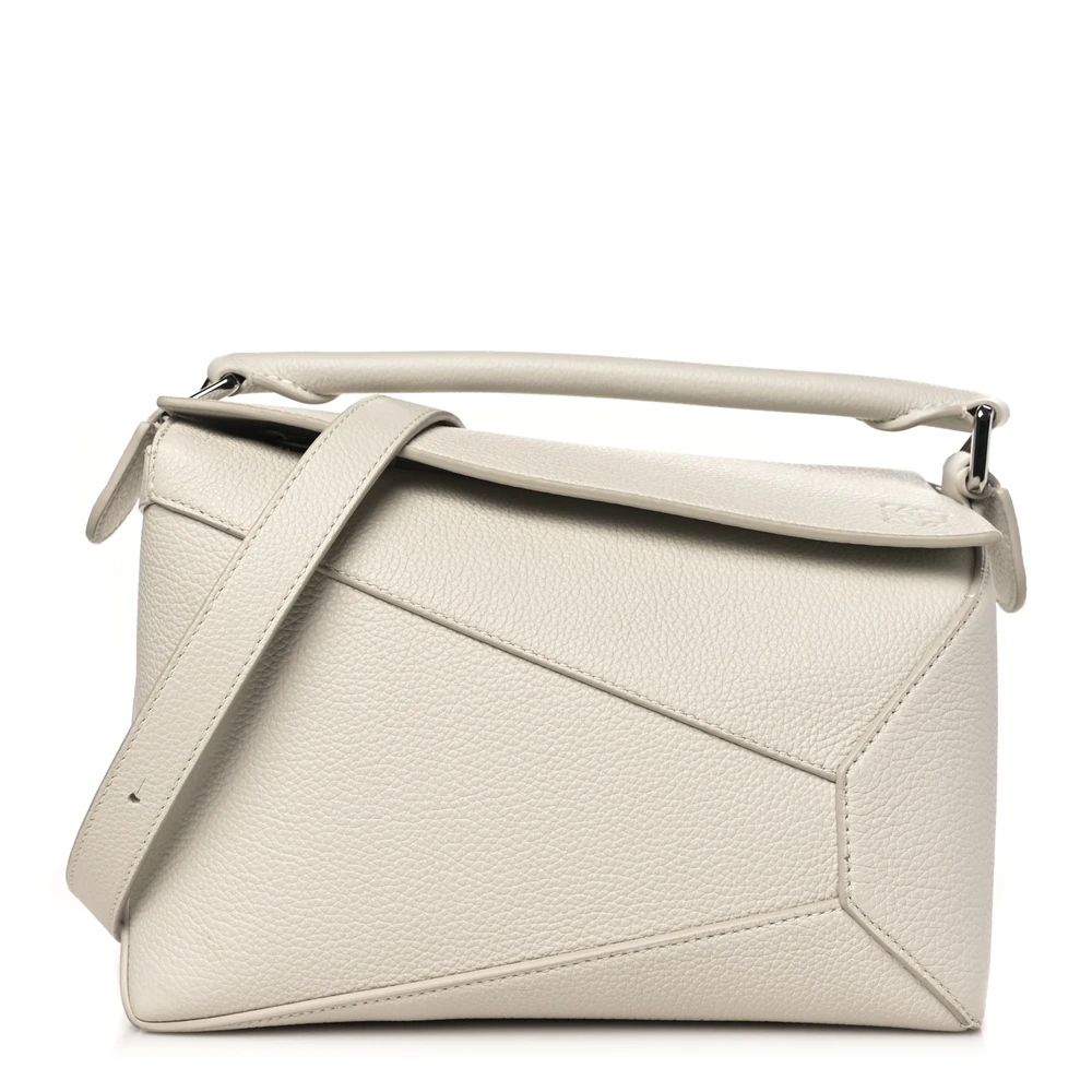 Lushentic Loewe Puzzle Bag Small Soft White Soft Grained Calfskin Leather Front