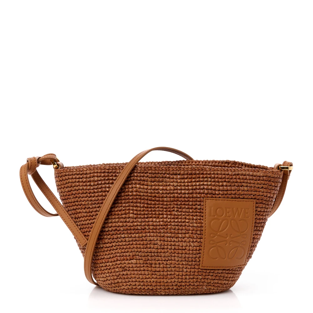 Lushentic Loewe Slit Pochette Bag Small Honey Gold Calfskin Leather Raffia Front