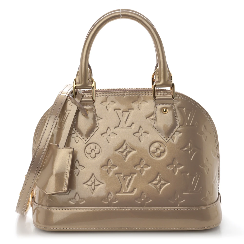 Lushentic Louis Vuitton Alma BB Beige Poudre Vernis Leather Brass Hardware Front