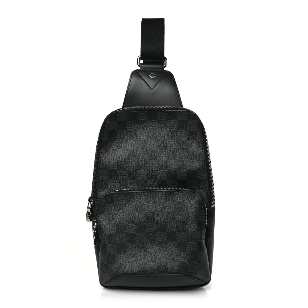 Lushentic Louis Vuitton Avenue Sling Backpack MM Damier Graphite Canvas Silver Hardware Front