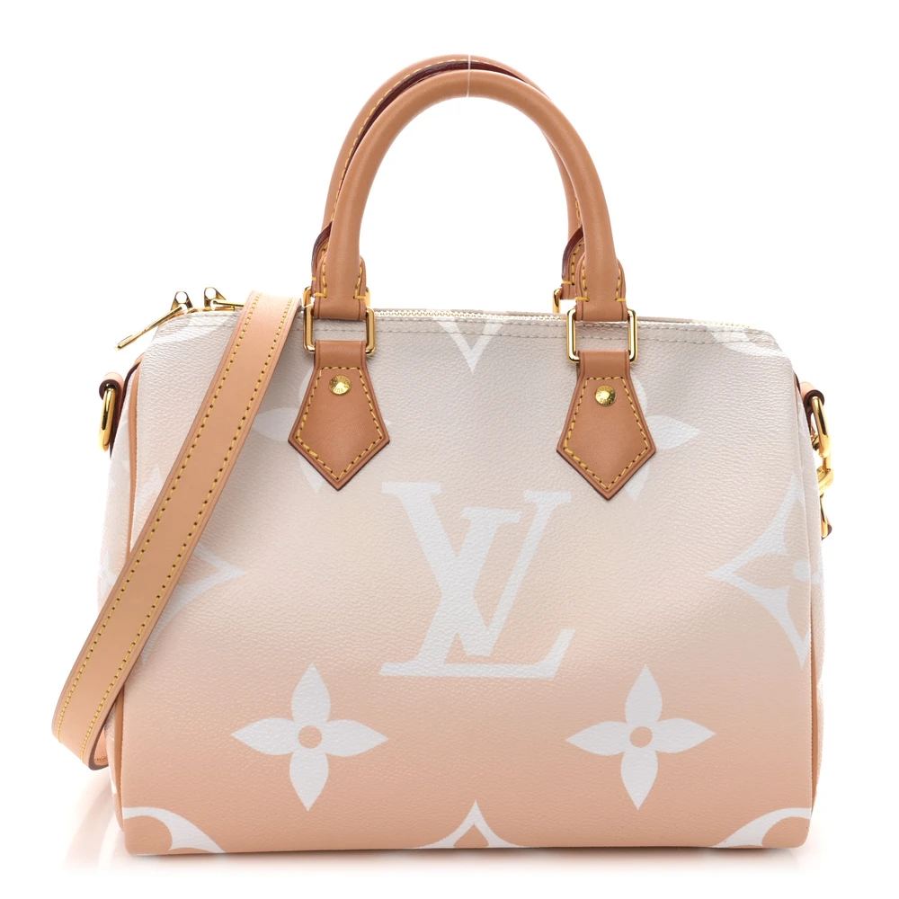 Lushentic Louis Vuitton By The Pool Speedy Bandouliere 25 Brume Giant Monogram Canvas Gold Hardware Front