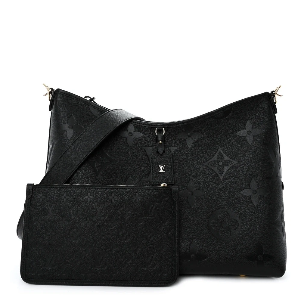 Lushentic Louis Vuitton CarryAll MM Black Giant Monogram Empreinte Leather Front