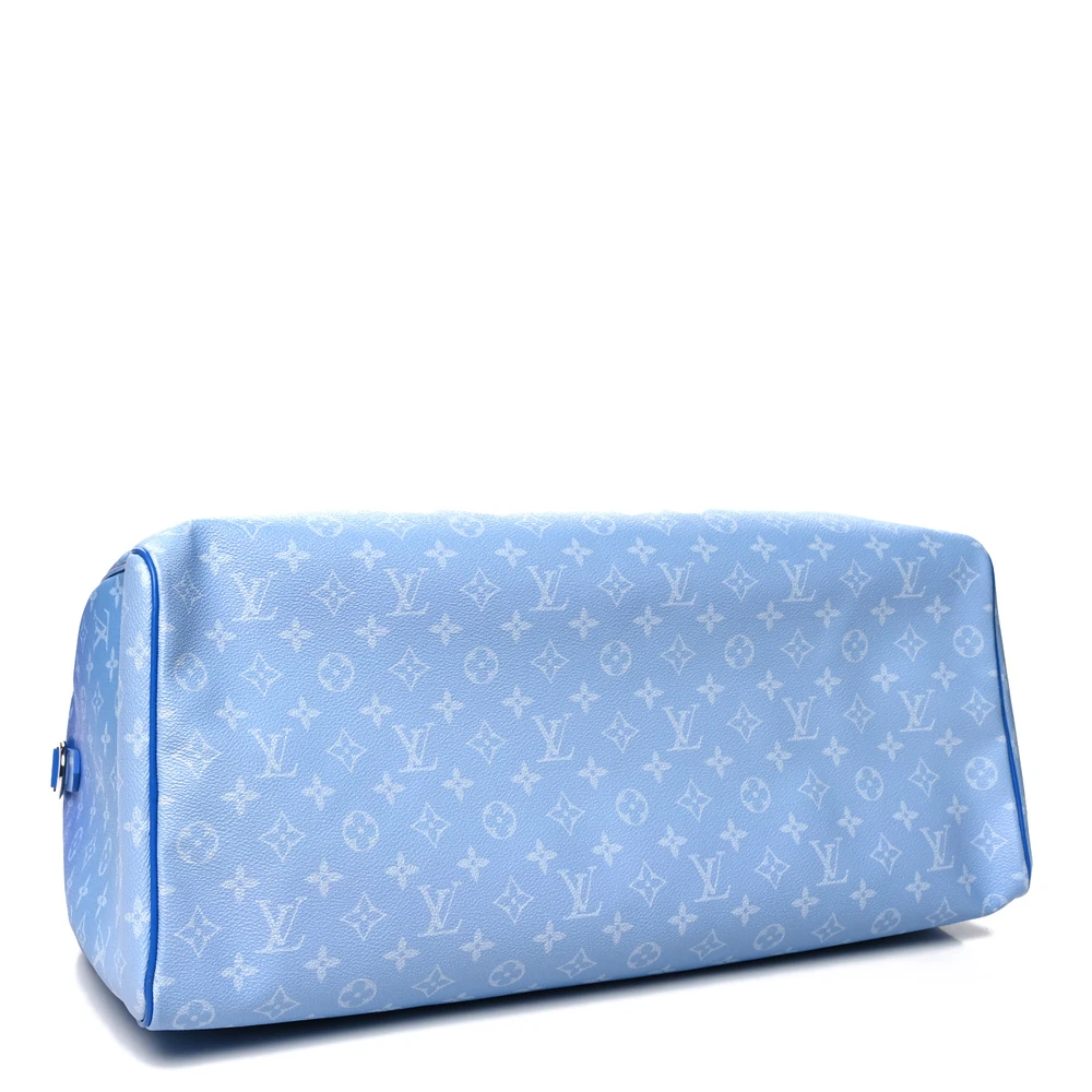 Lushentic Clouds Keepall Bandouliere 50 Blue Monogram Canvas Silver Hardware - Image 6