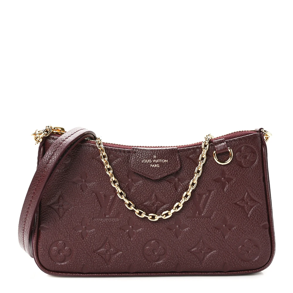 Lushentic Louis Vuitton Easy Pouch on Strap PM Wine Empreinte Leather Front