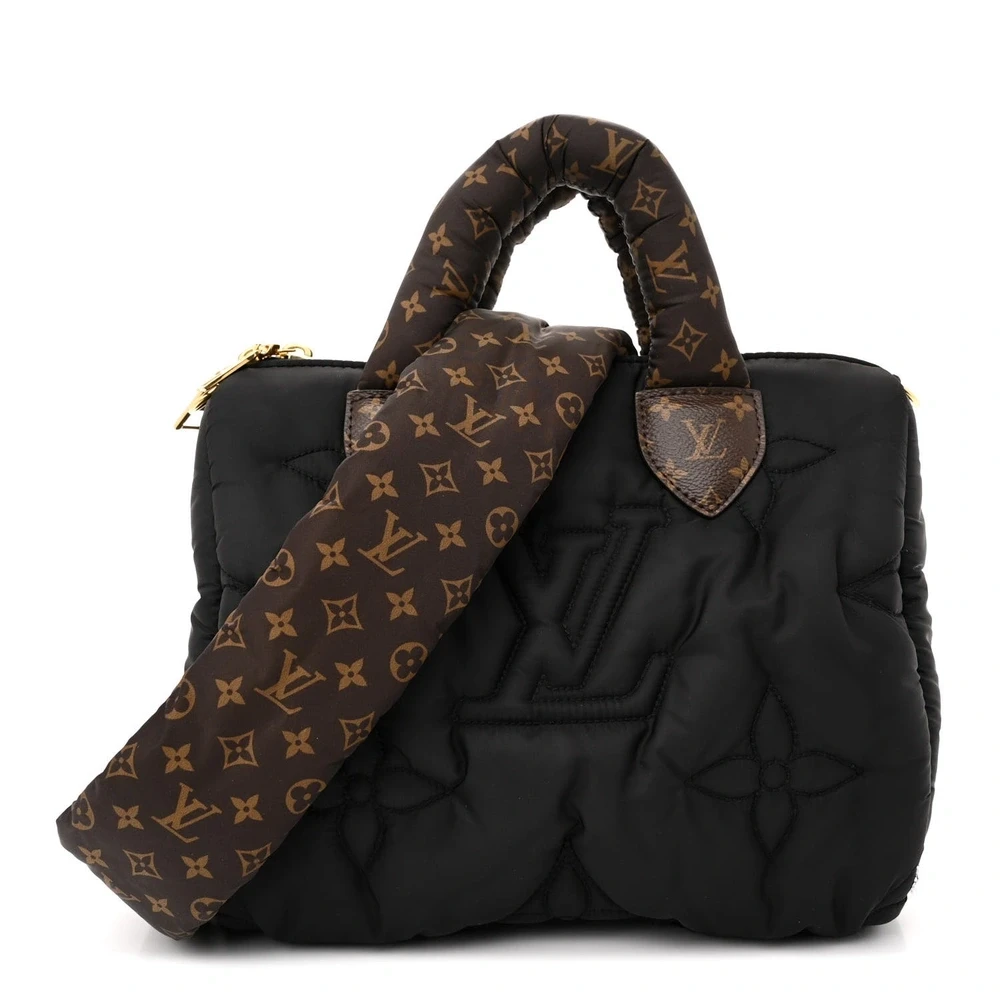 Lushentic Louis Vuitton Mini Pillow Speedy Bandouliere 25 Black Econyl Monogram Canvas Gold Hardware Front