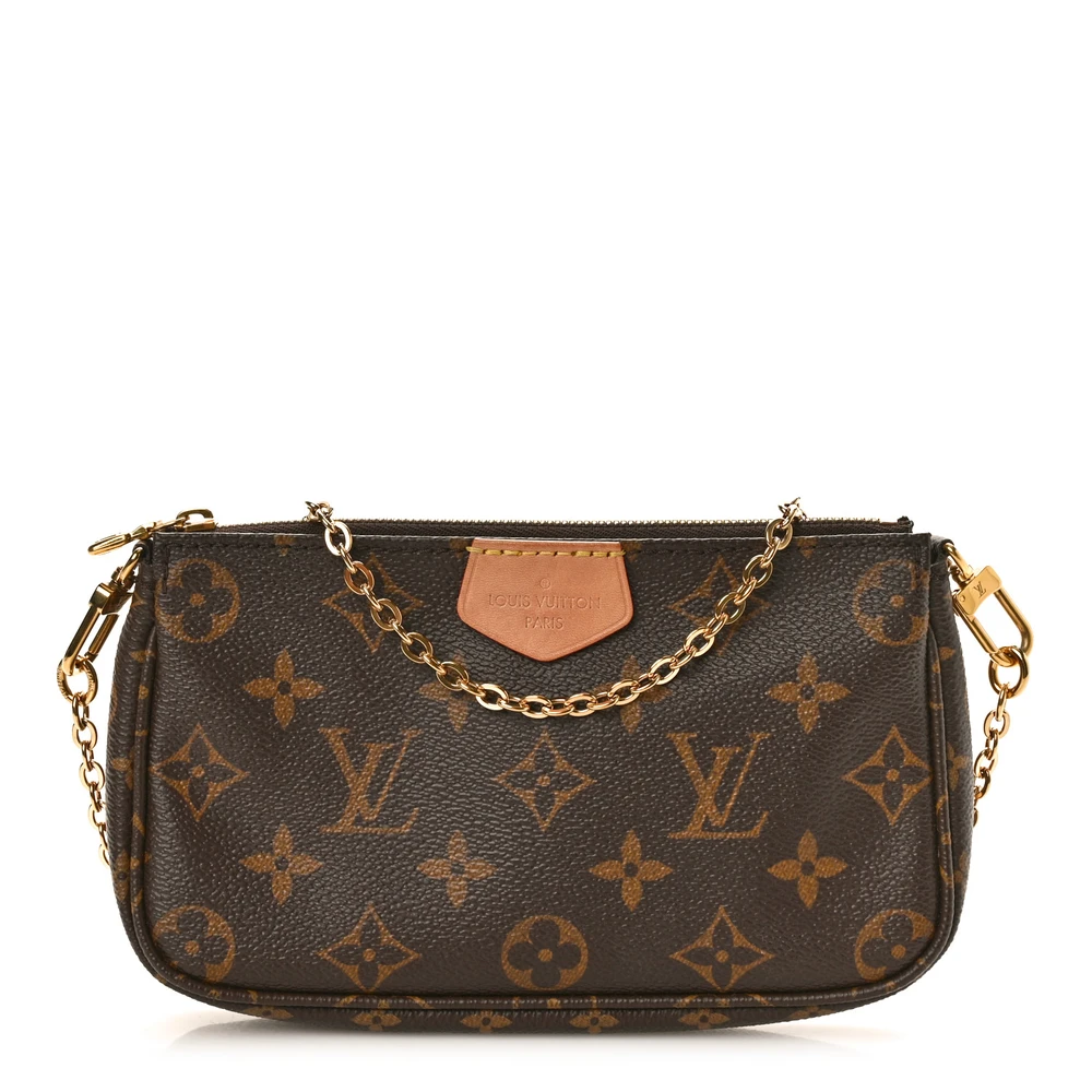 Lushentic Louis Vuitton Multi Pochette Accessories Mini Pochette Monogram Canvas Gold Hardware Front