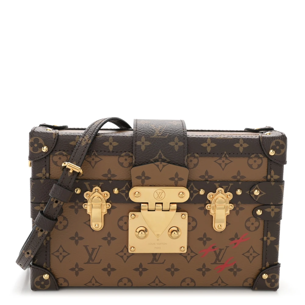 Lushentic Louis Vuitton Petite Malle PM Reverse Monogram Canvas Gold Hardware Front