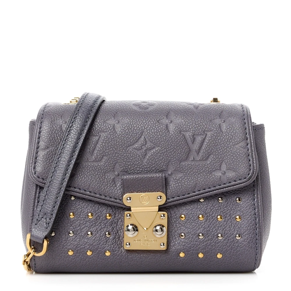 Lushentic Louis Vuitton Saint Germain BB Gris Silver Studded Monogram Empreinte Leather Brass Hardware Front