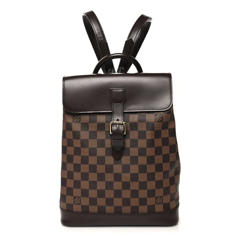 Lushentic Louis Vuitton Soho Backpack MM Damier Ebene Canvas Brass Hardware Front