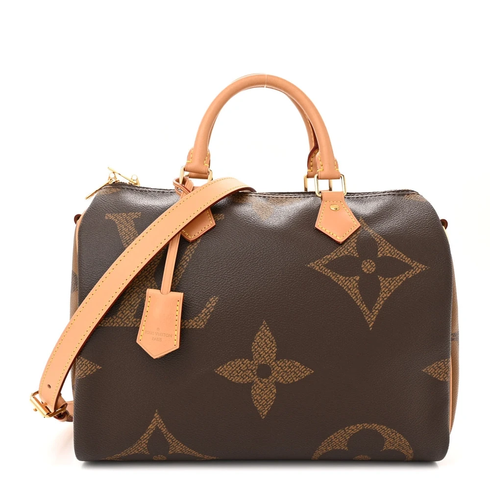 Lushentic Louis Vuitton Speedy Bandouliere 30 Reverse Giant Monogram Canvas Gold Hardware Front