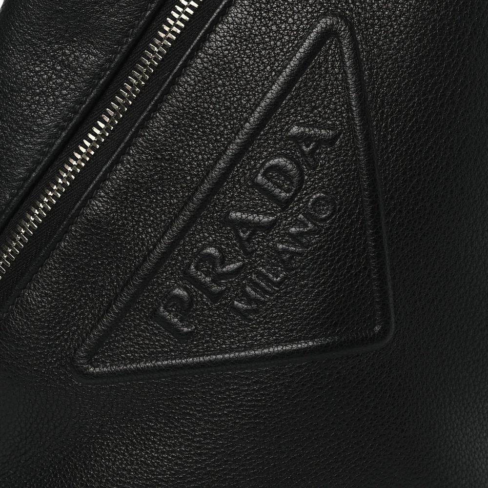 Lushentic Replica Handbags Medium Logo Backpack - Black Vitello Daino - Image 8