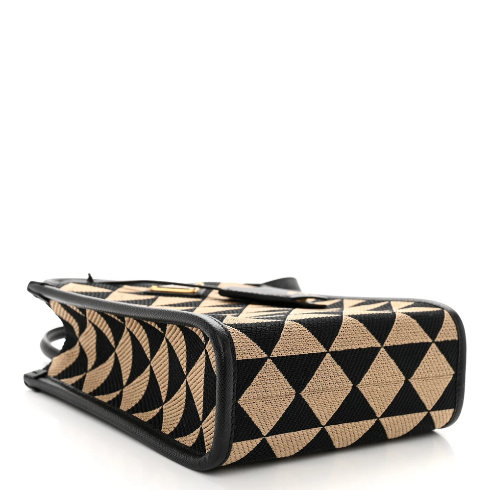 Lushentic Grade Replica Micro Triangolo Tote - Black Jacquard Gold - Image 6