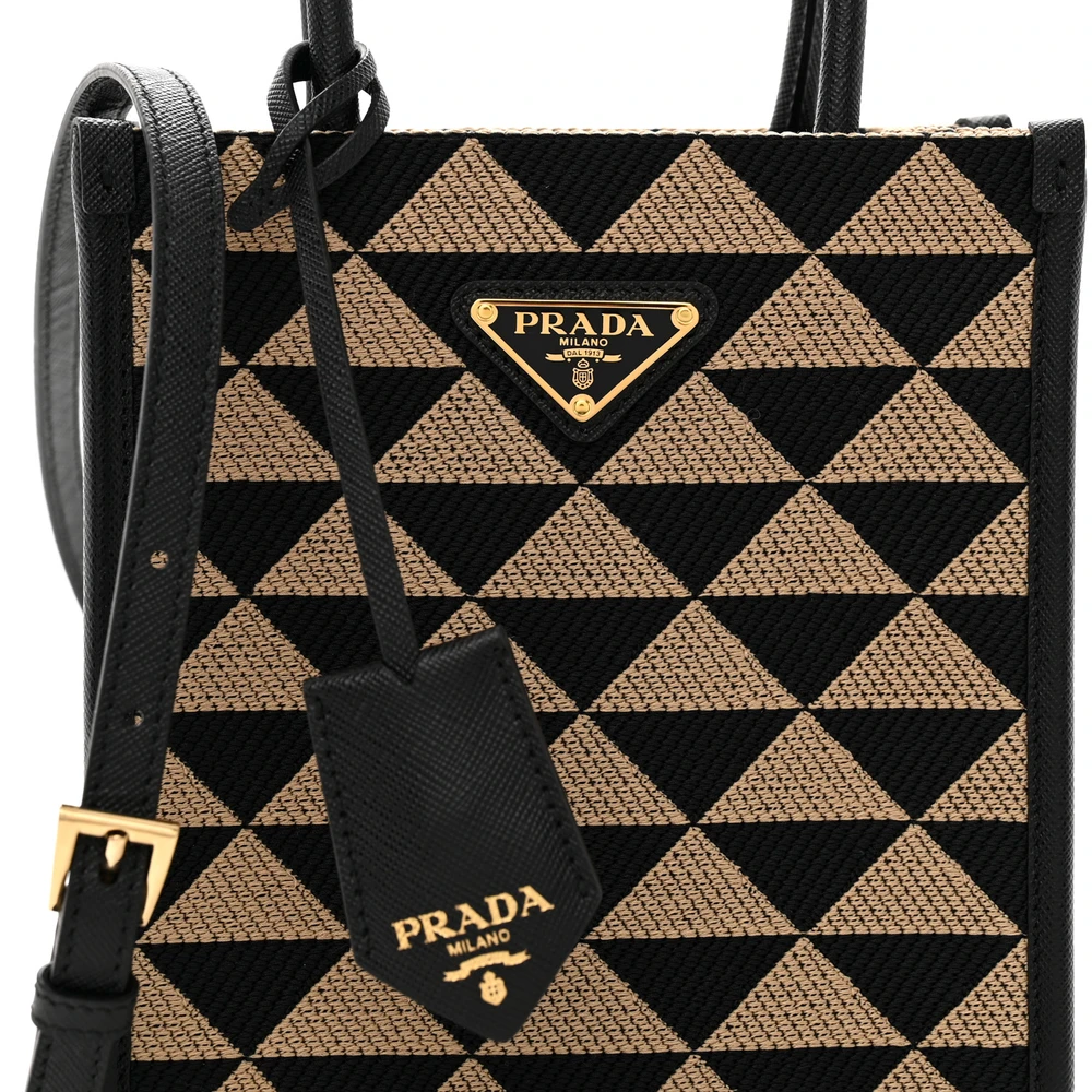 Lushentic Grade Replica Micro Triangolo Tote - Black Jacquard Gold - Image 8